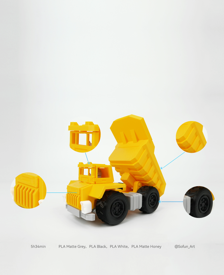 Intricate Yellow Truck Printed by Flashforge Adventurer 5M