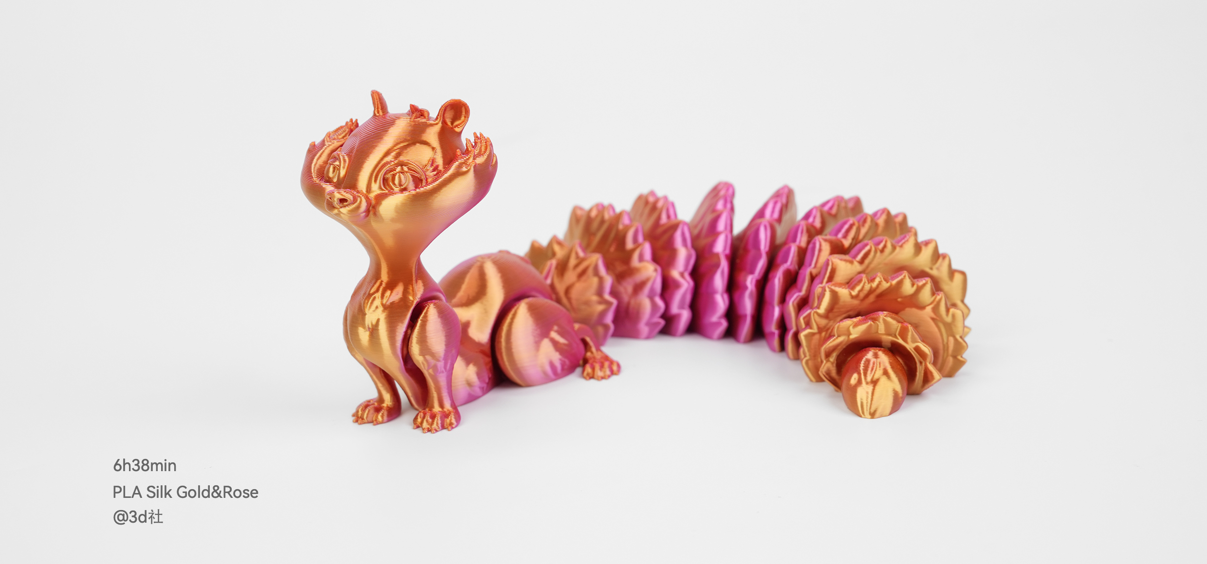 Squirrel PLA Silk Gold&Rose printed by Flashforge adventurer 5m 3d printer