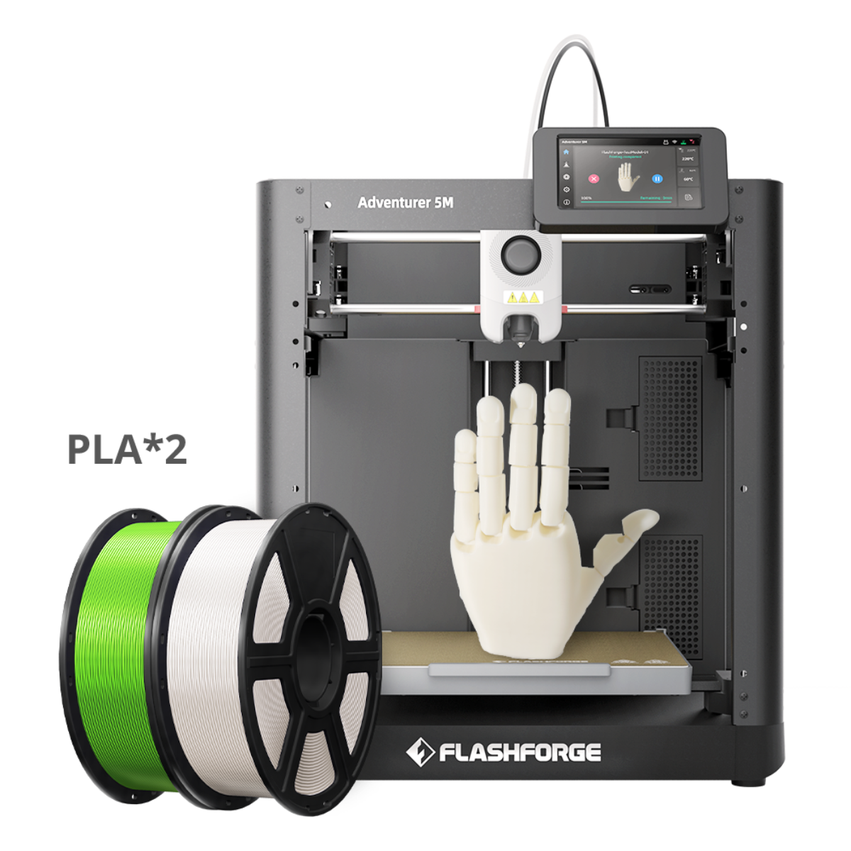 Flashforge adventurer 5m with 2 roll pla filaments