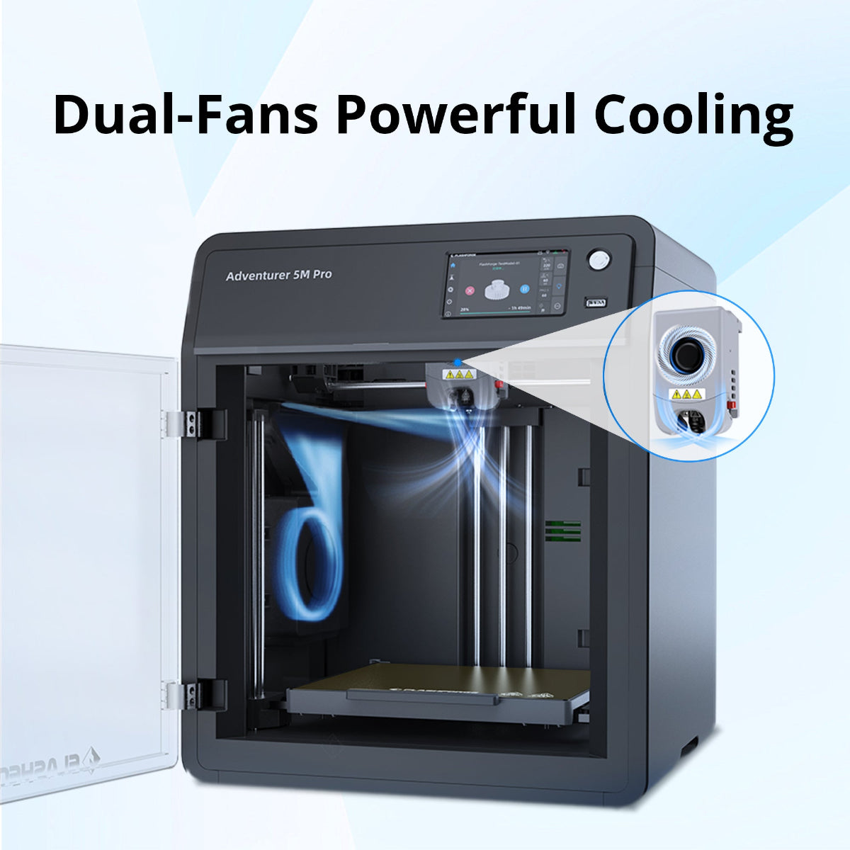the dual-fans powerful cooling system of adventurer 5m pro