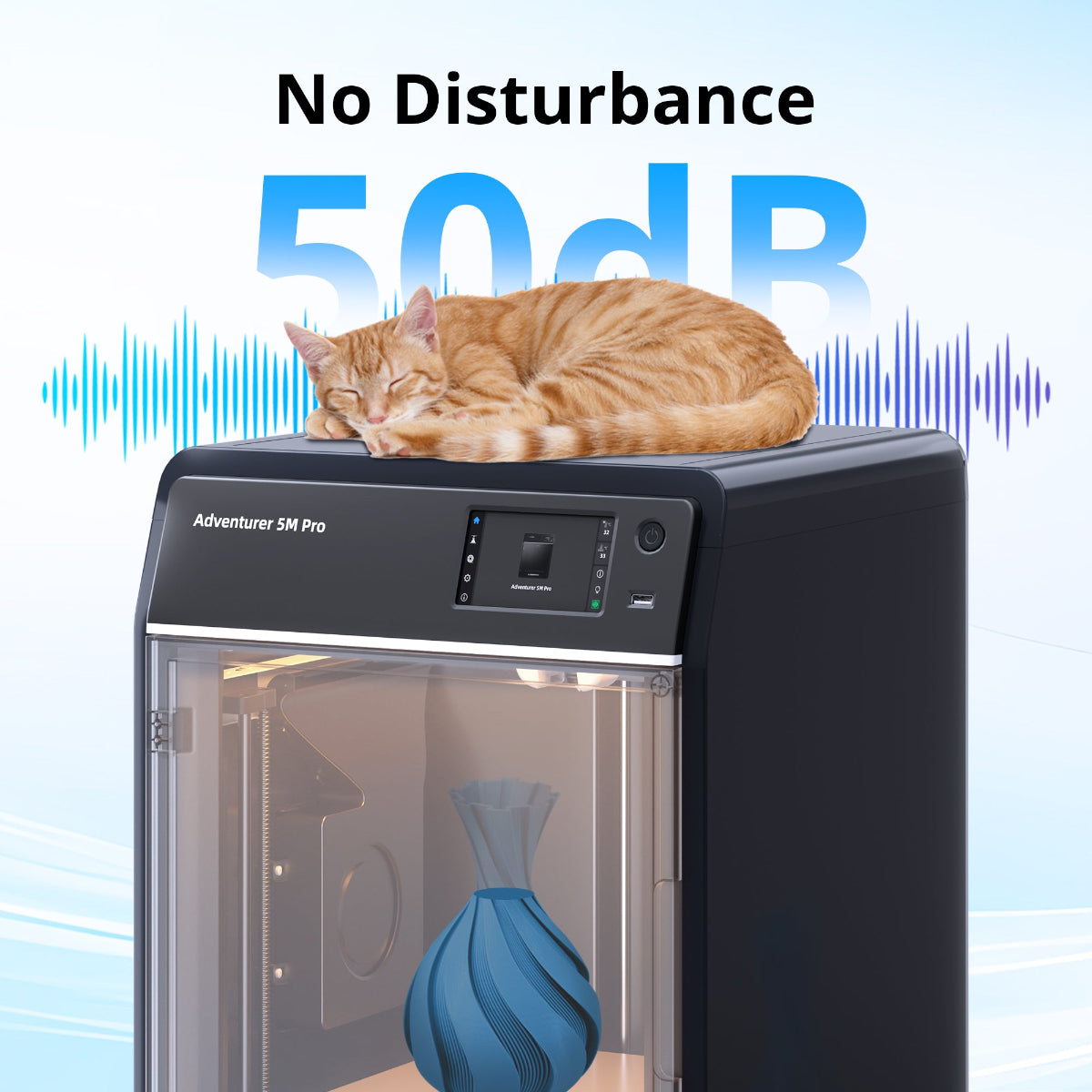 the printing noise of adventurer 5m pro is 50dB