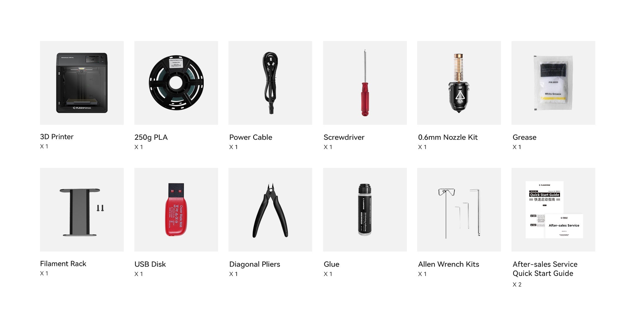 accessories kit of flashforge adventurer 5m 3d printer