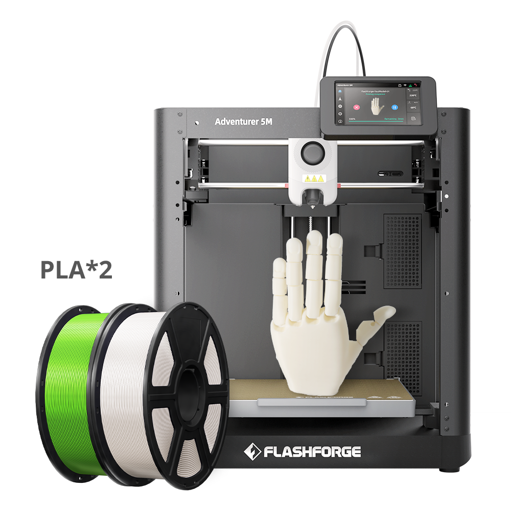 Flashforge adventurer 5m with 2 roll pla filaments