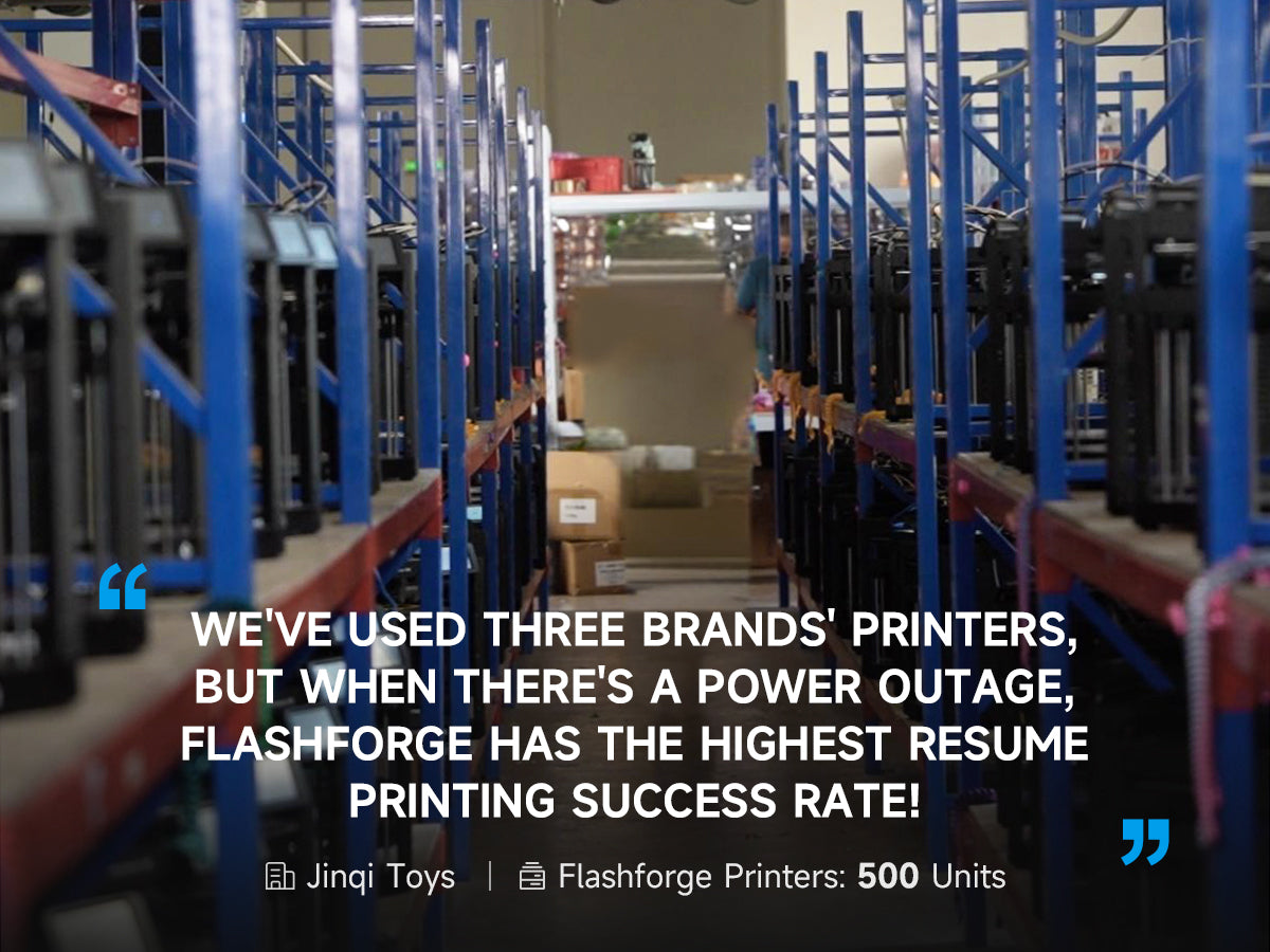 500 Units Flashforge 3D Printers in Jinqi Toys 3D Print Farm