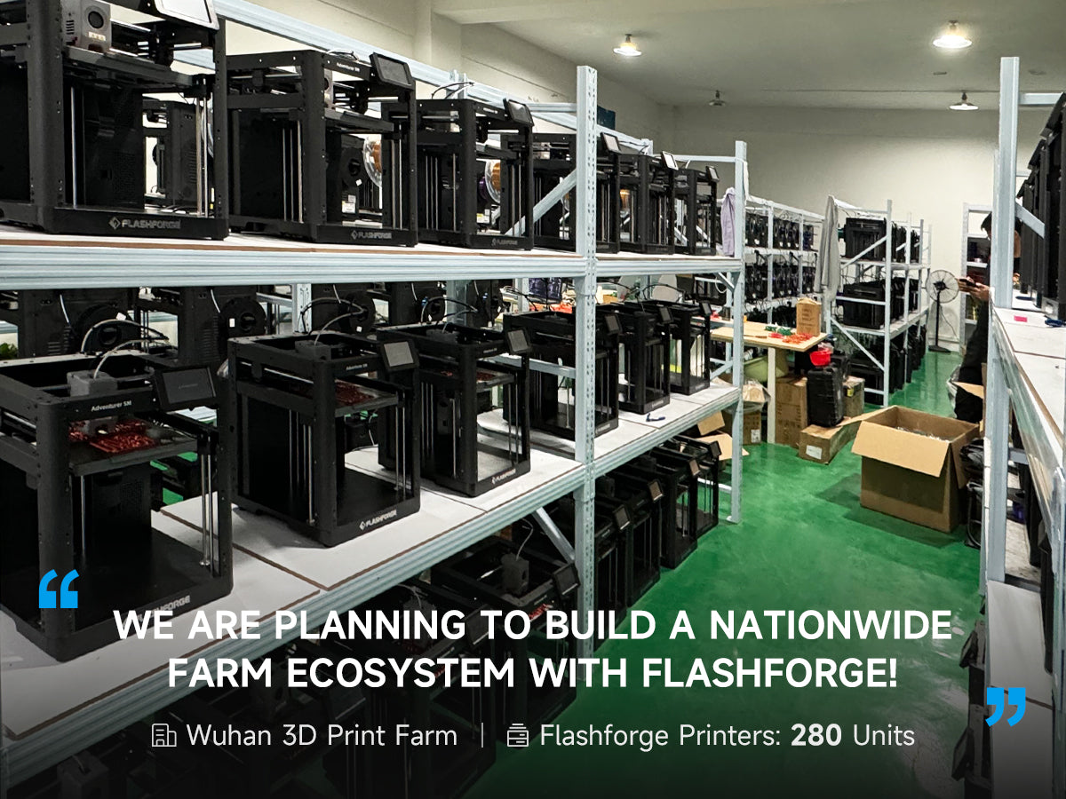 280 Units Flashforge 4D Printers in Wuhan 3D Print Farm